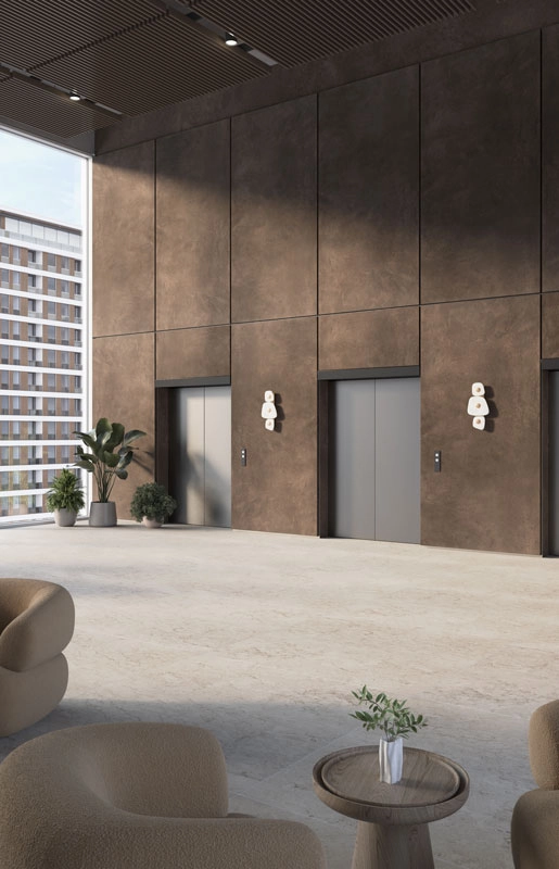 כניסה למבנה עם משטח אבן קיסר פורצלן 310 Majesty Metal