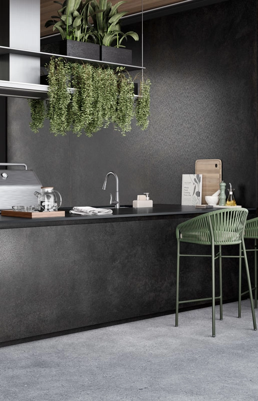 מטבח עם משטח אבן קיסר פורצלן 311 Graphite-Metal