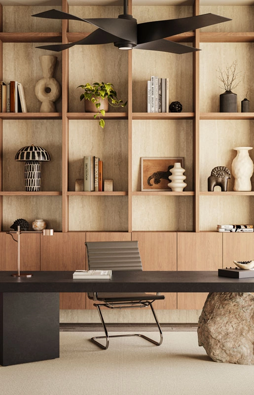 חדר עבודה עם משטח אבן קיסר פורצלן 311 Graphite-Metal