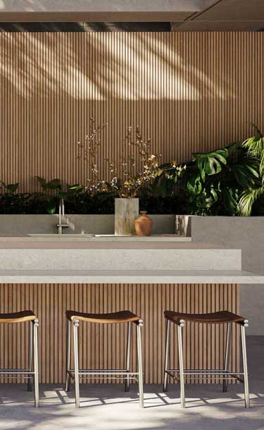 Caesarstone 545 Fossillia Porcelain Outdoor kitchen