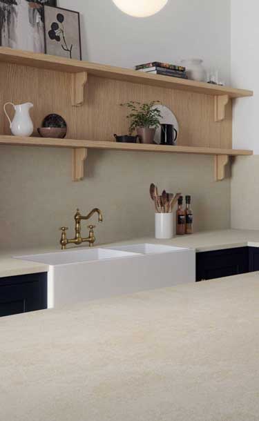 Caesarstone Porcelain - 412 Beige Ciment Kitchen