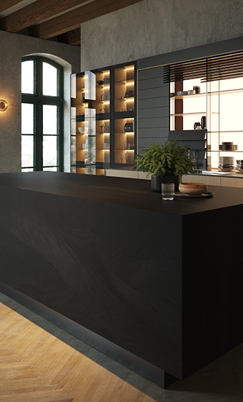 משטח שיש פורצלן של אבן קיסר דגם 916 BlackEclipse