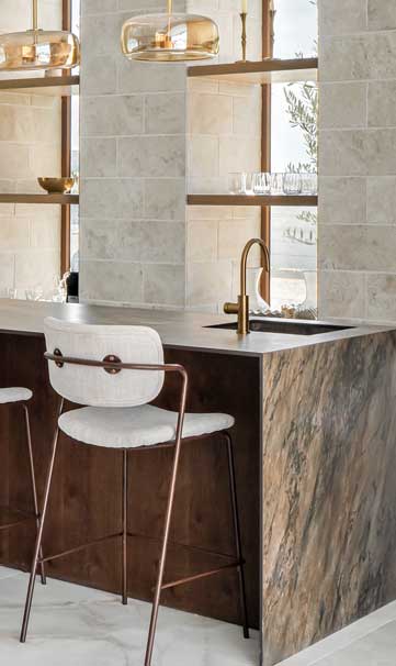 אסתי בן עזרא -עיצוב פנים לפרוייקט עם משטחי אבן קיסר בשכונה ירושלמית מתחדשת